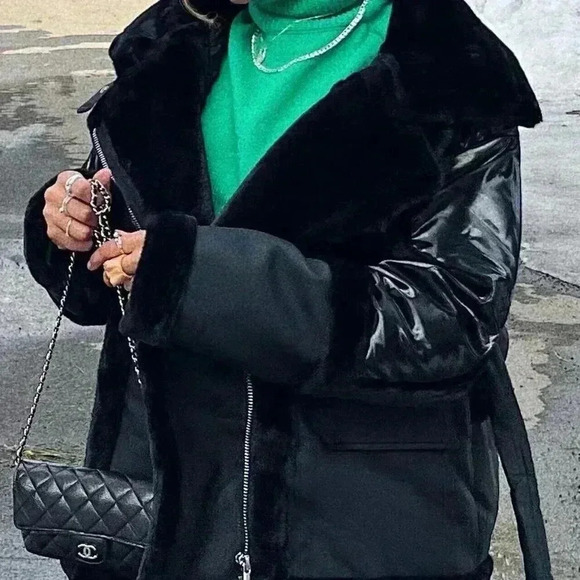 Zara Cropped Turtleneck Sweater Bright Kelly Green Size Medium EUC - Picture 2 of 4